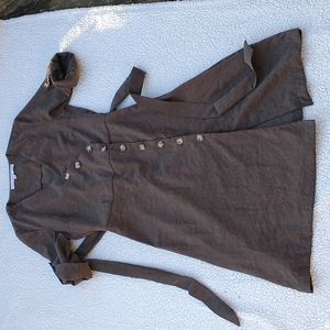 Women's HYFVE Chocolate Double Breasted Button Short Sleeve 40s Style Midi Dress